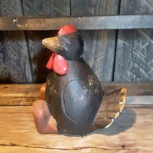 Little Rustic  Black Wooden  Chicken, Super Cute!